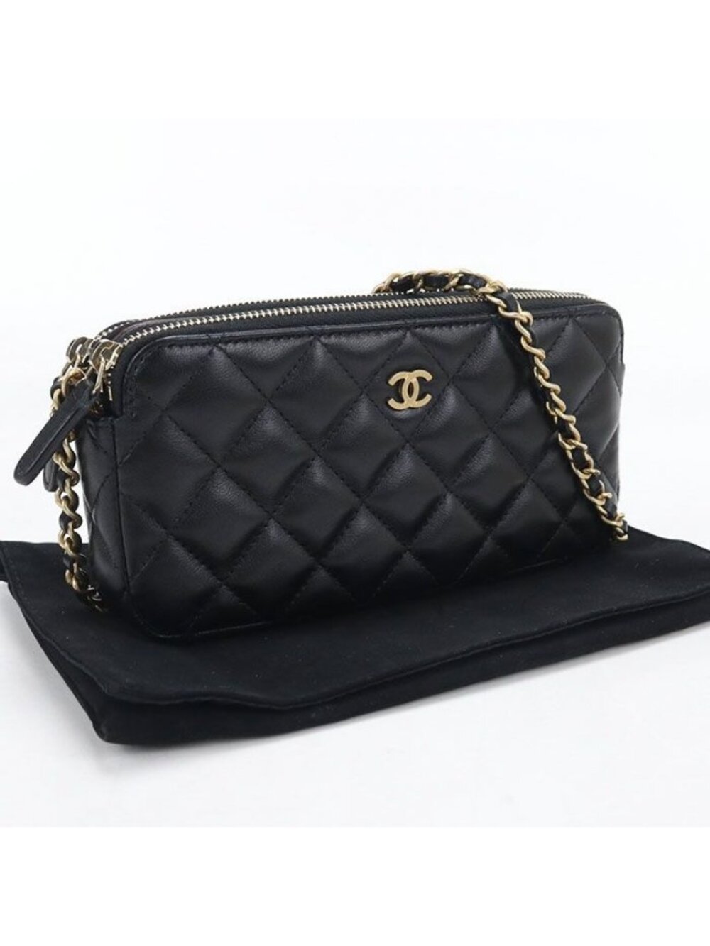 Chanel Quilted Chain Wallet Lambskin Shoulder Bag